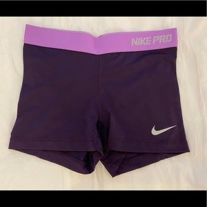 Purple Nike pro shorts